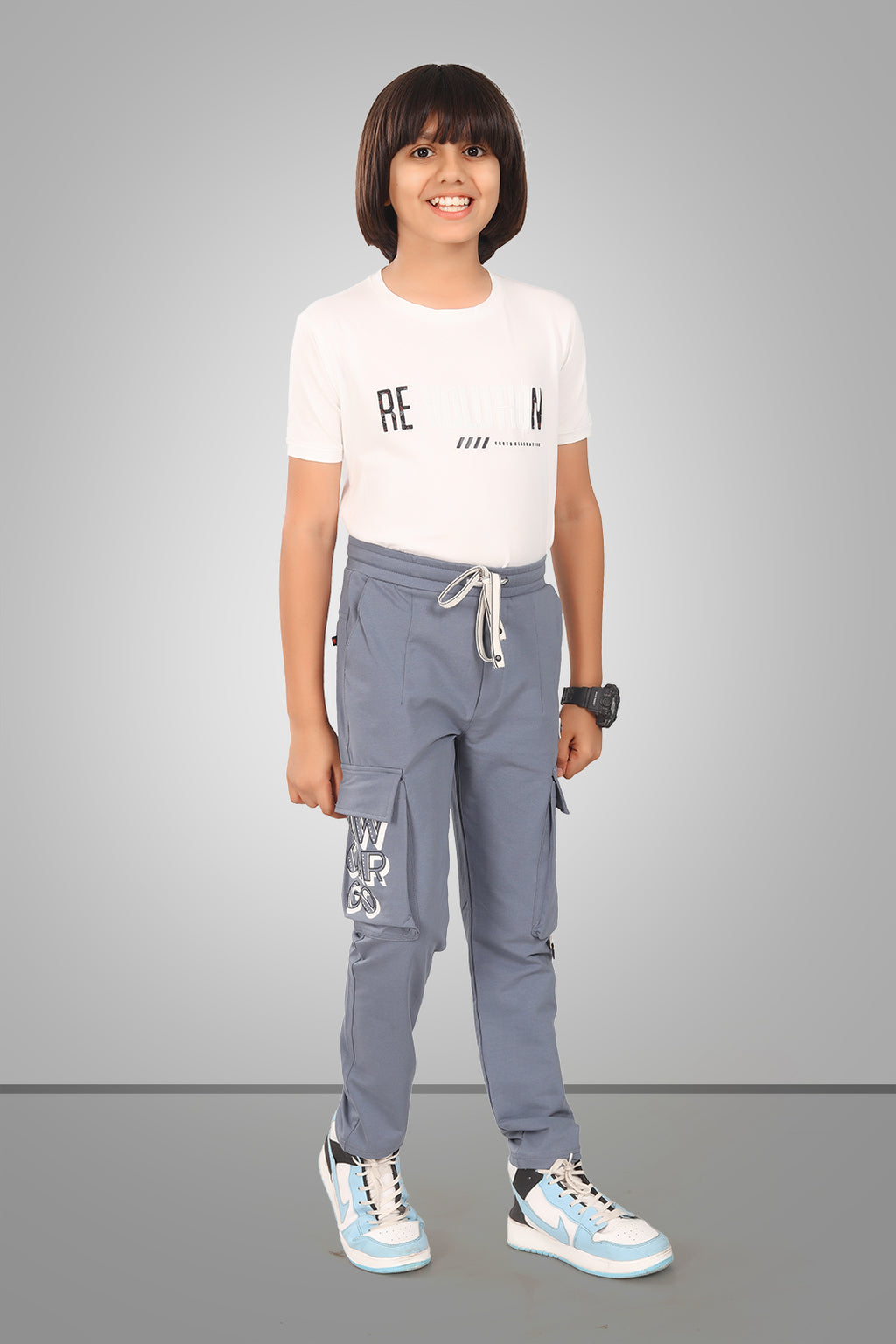 DARK GREY 4 WAY LYCRA CARGO PANT