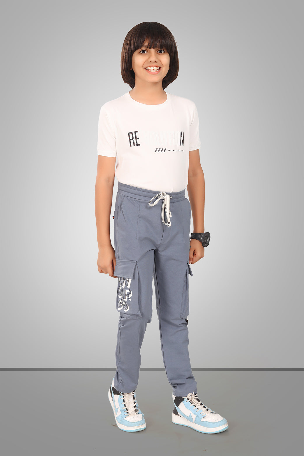 DARK GREY 4 WAY LYCRA CARGO PANT