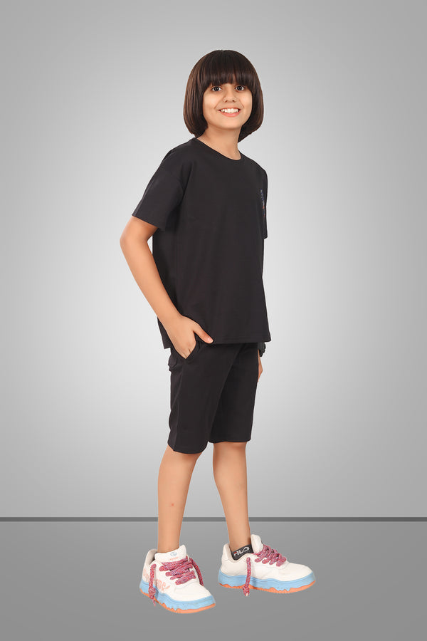 BLACK STREETMODE BOYS CO-ORD - DOWN SHOULDER EDITION