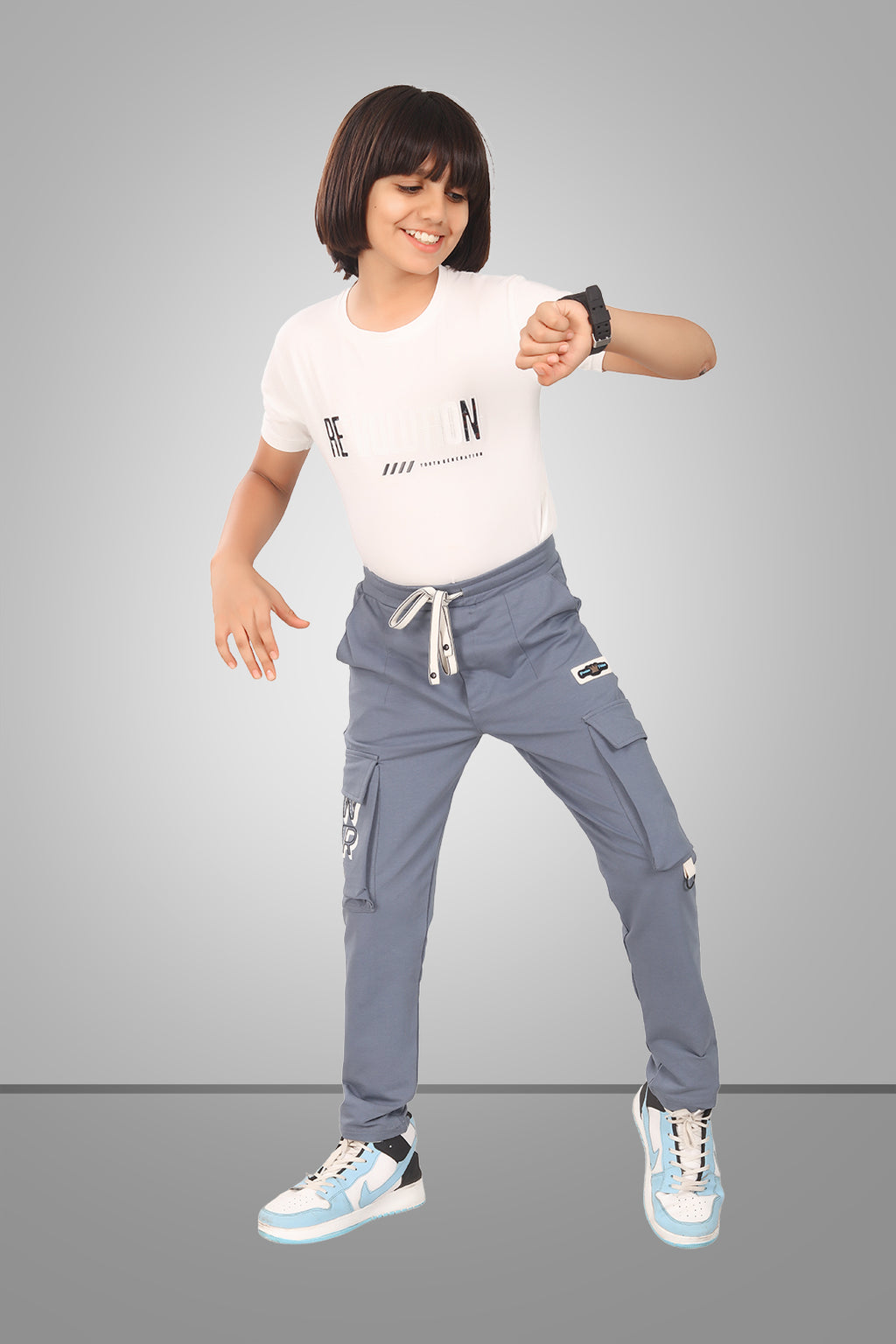 DARK GREY 4 WAY LYCRA CARGO PANT