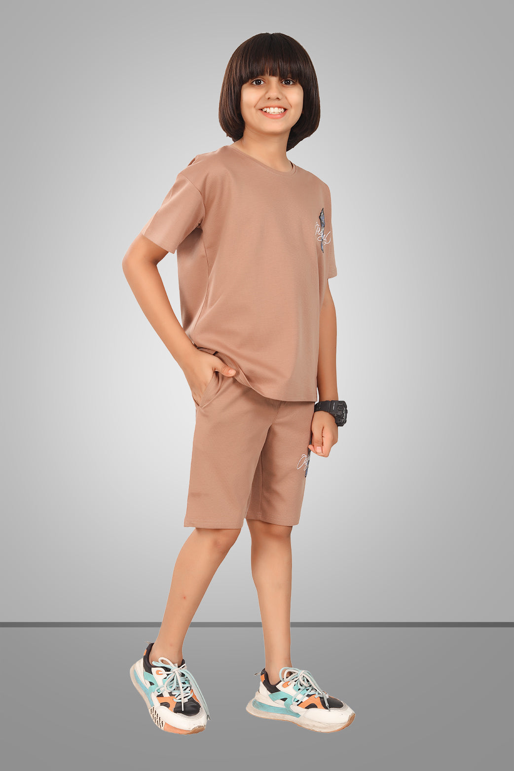 KHAKI STREETMODE BOYS CO-ORD - DOWN SHOULDER EDITION