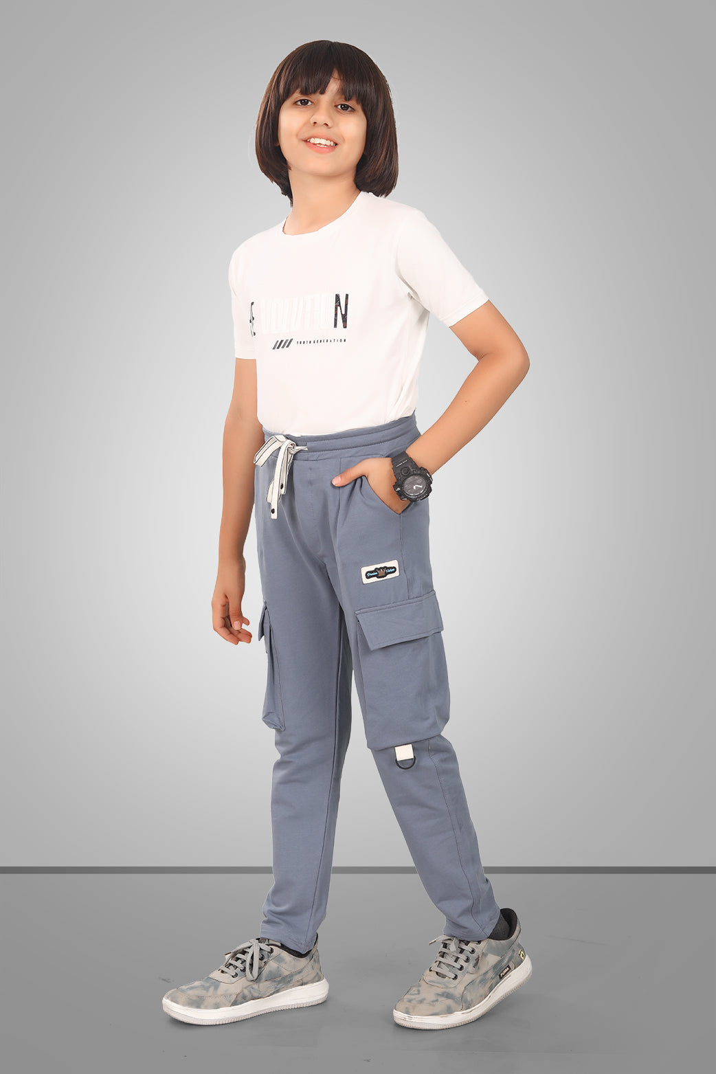 DARK GREY 4 WAY LYCRA CARGO PANT