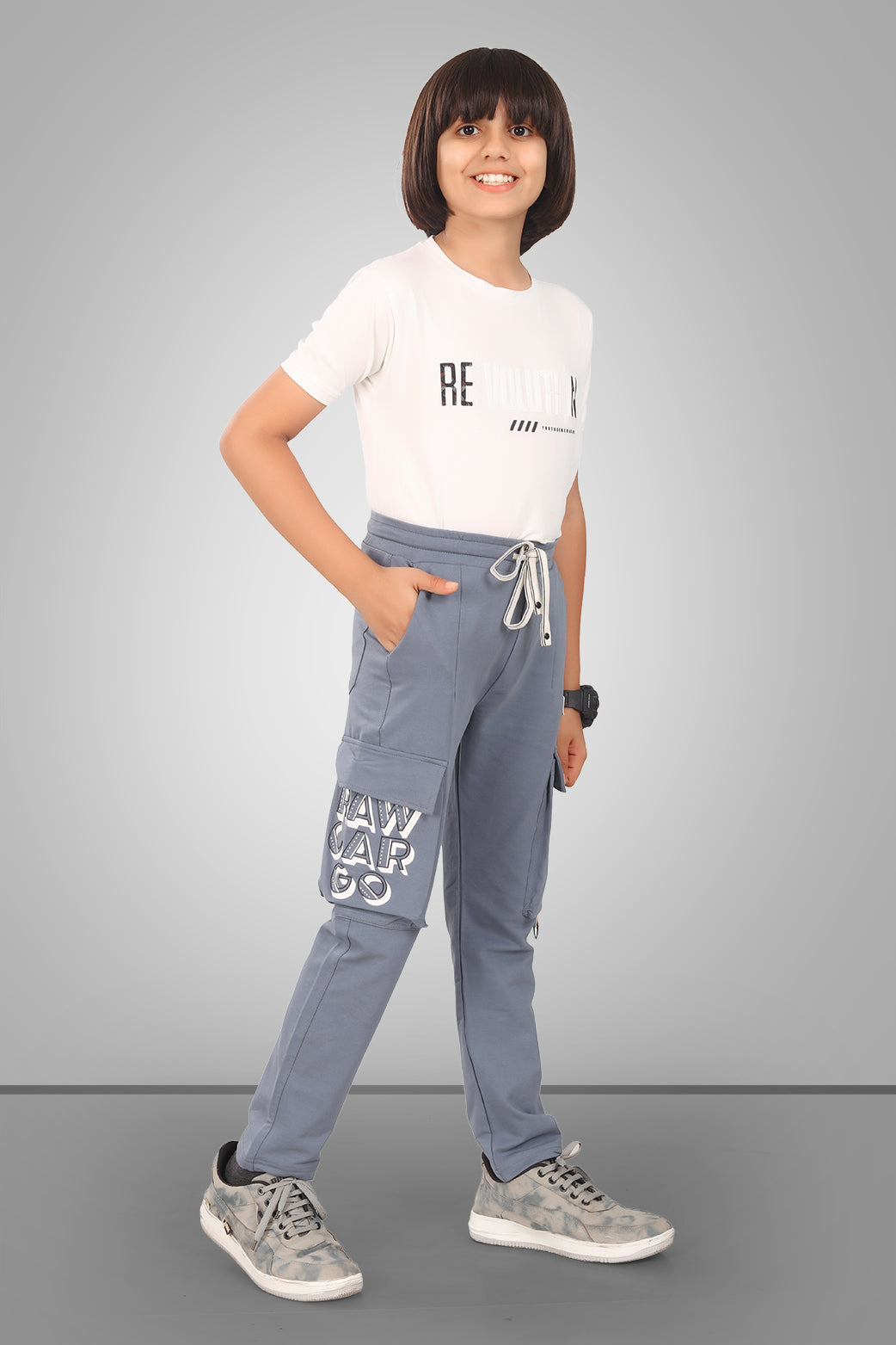 DARK GREY 4 WAY LYCRA CARGO PANT