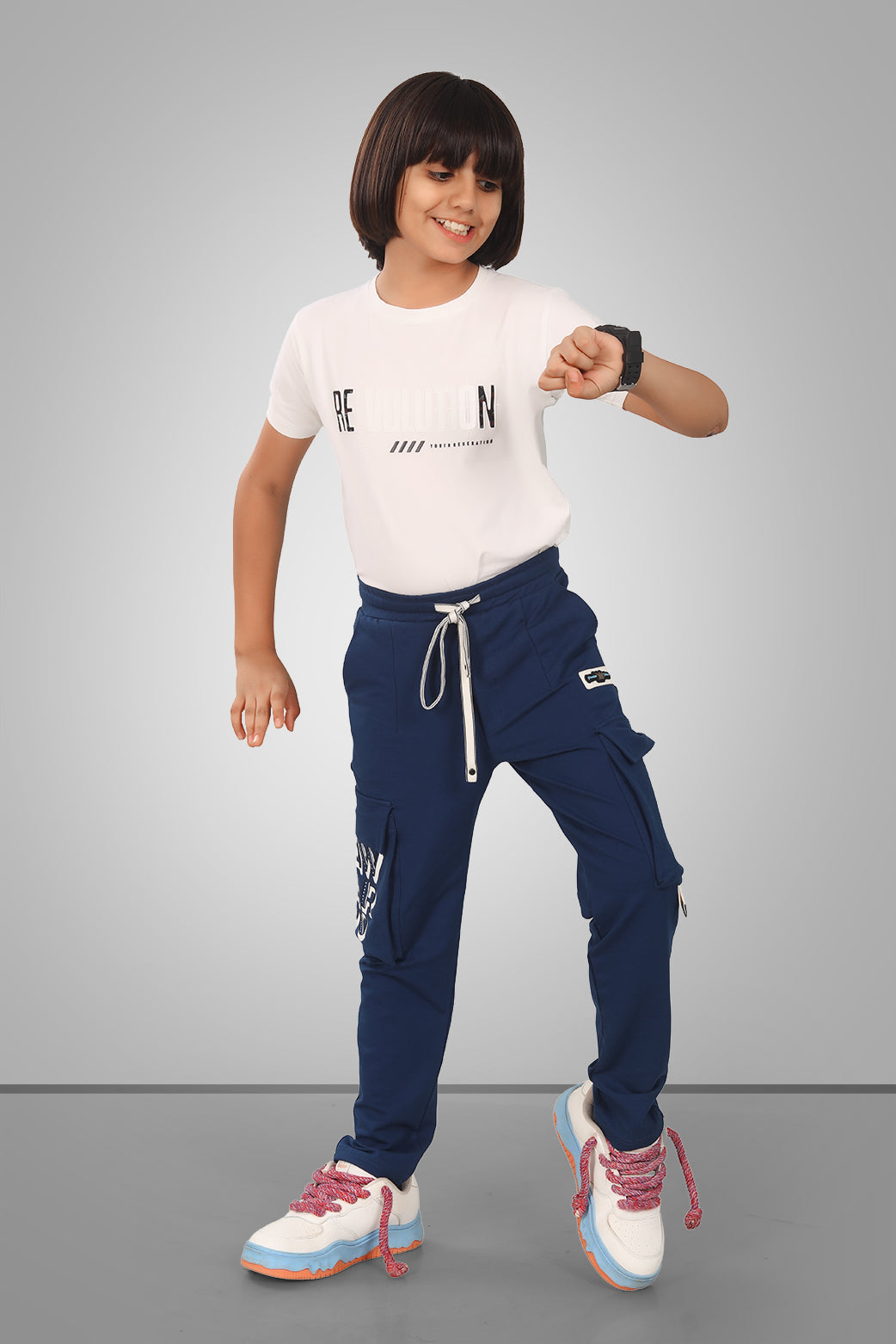 NAVY BLUE 4 WAY LYCRA CARGO PANT