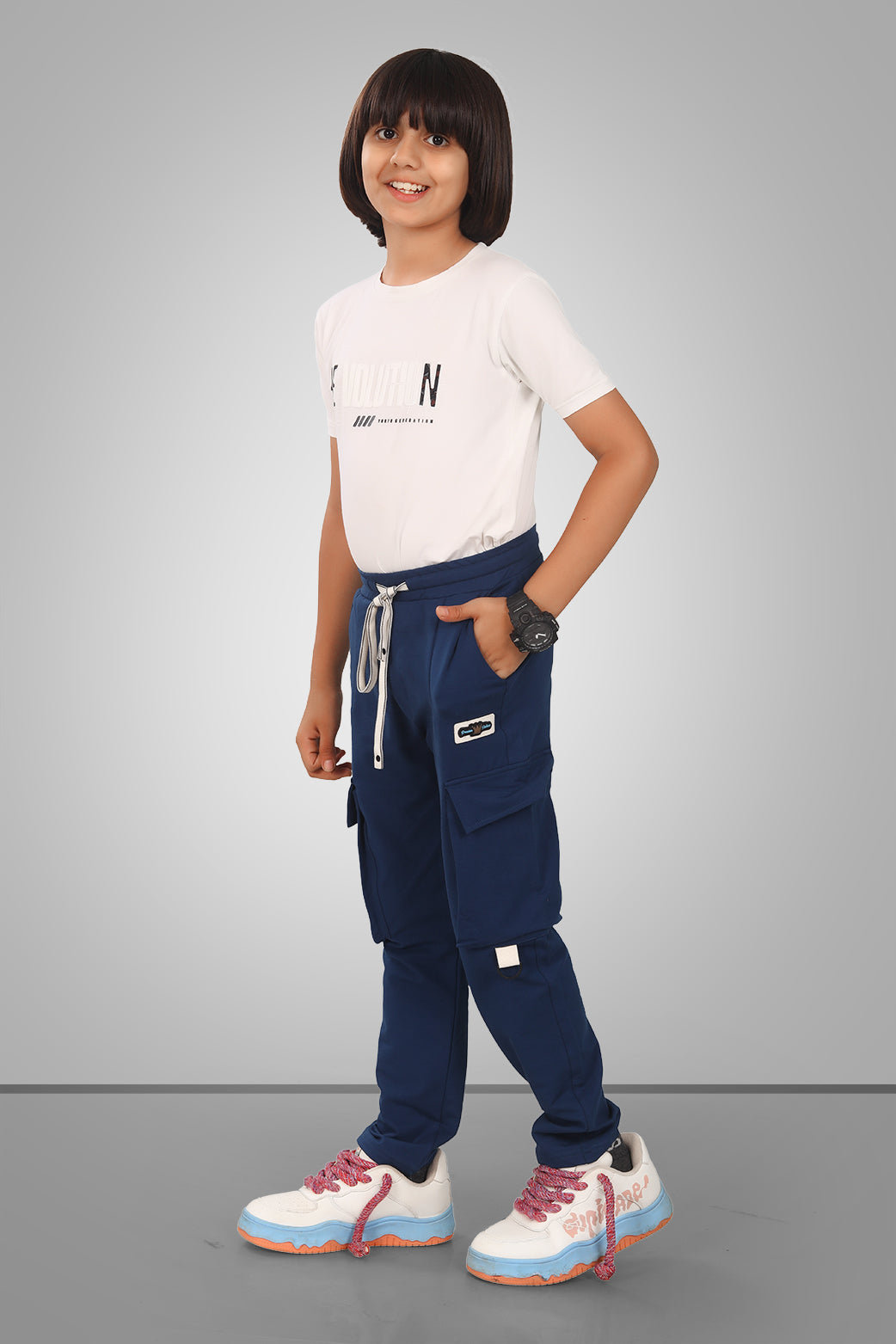NAVY BLUE 4 WAY LYCRA CARGO PANT