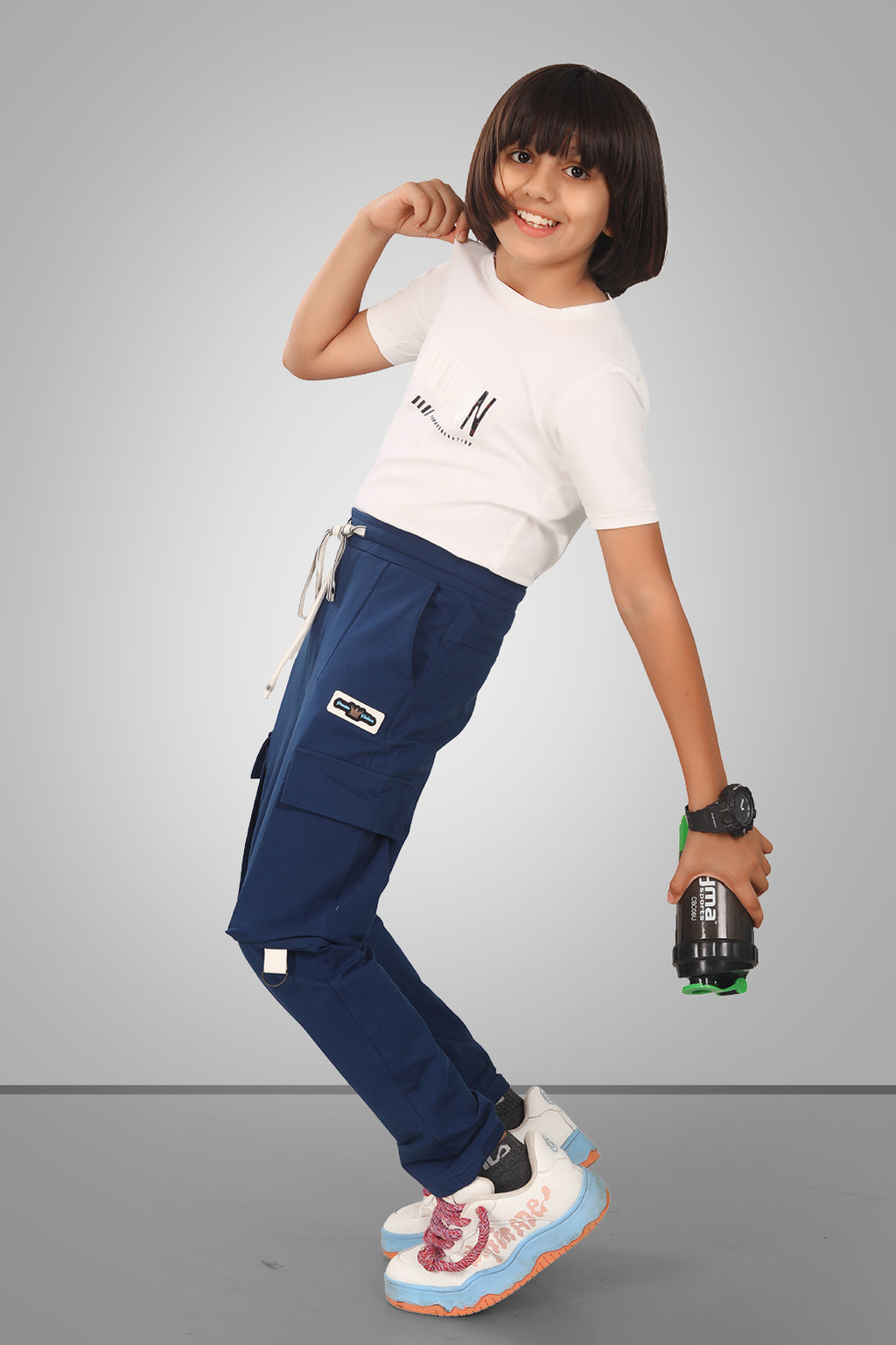 NAVY BLUE 4 WAY LYCRA CARGO PANT
