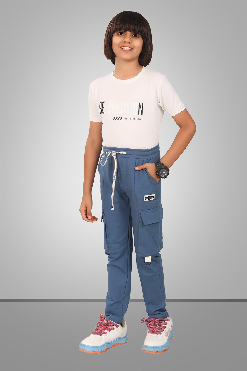 SKY BLUE 4 WAY LYCRA CARGO PANT