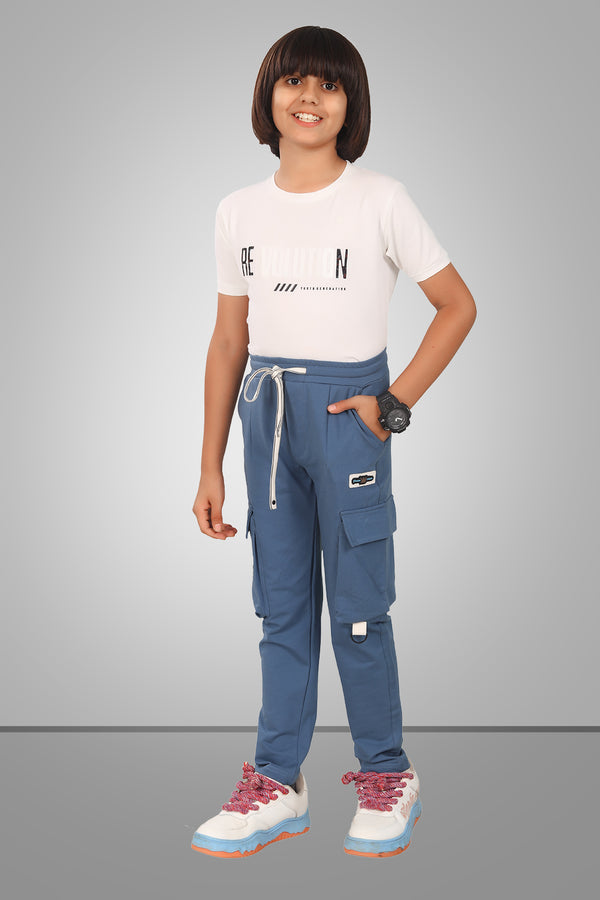 SKY BLUE 4 WAY LYCRA CARGO PANT