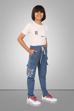 SKY BLUE 4 WAY LYCRA CARGO PANT