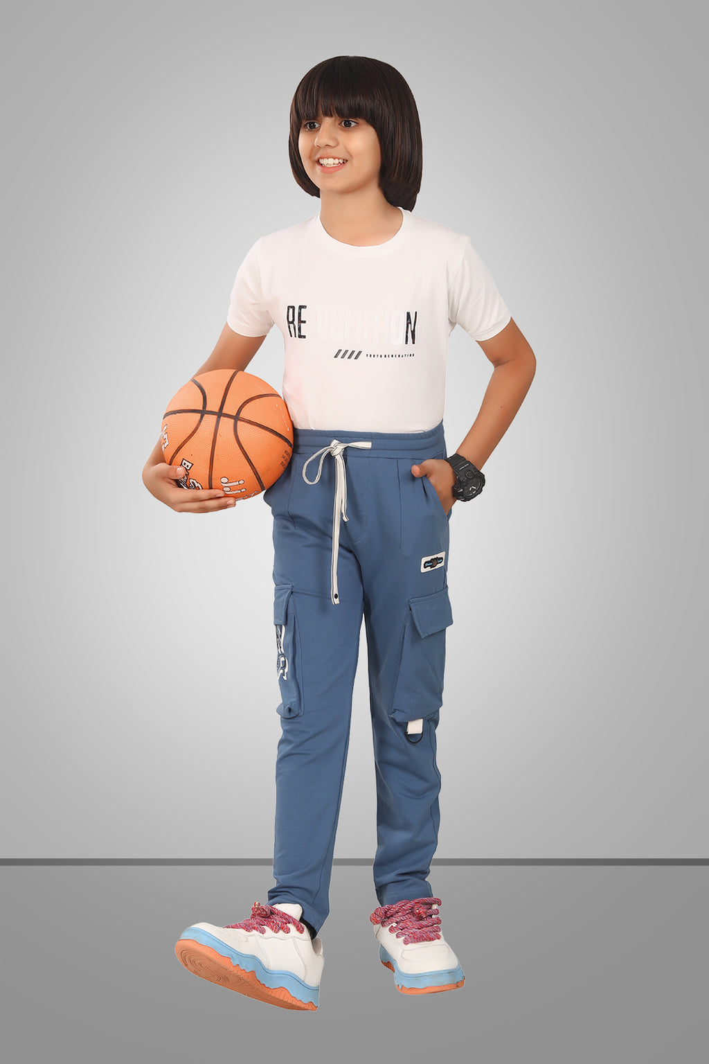 SKY BLUE 4 WAY LYCRA CARGO PANT