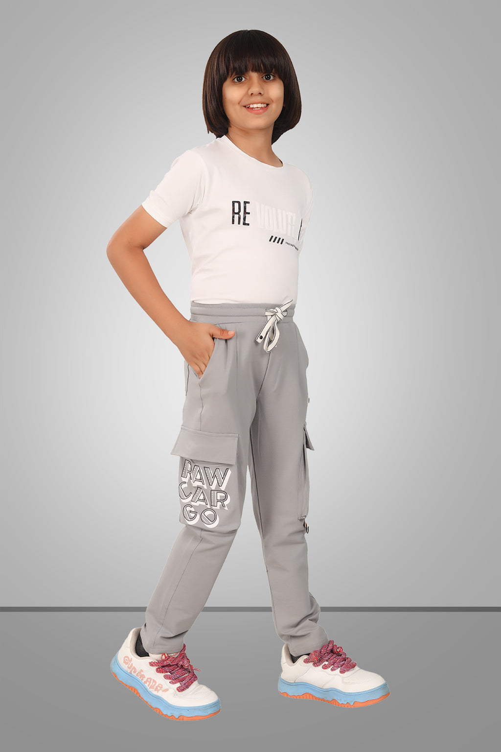 GREY 4 WAY LYCRA CARGO PANT