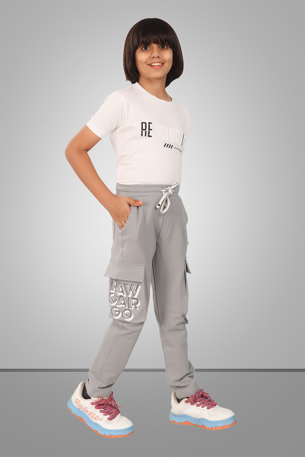 GREY 4 WAY LYCRA CARGO PANT