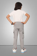 GREY 4 WAY LYCRA CARGO PANT