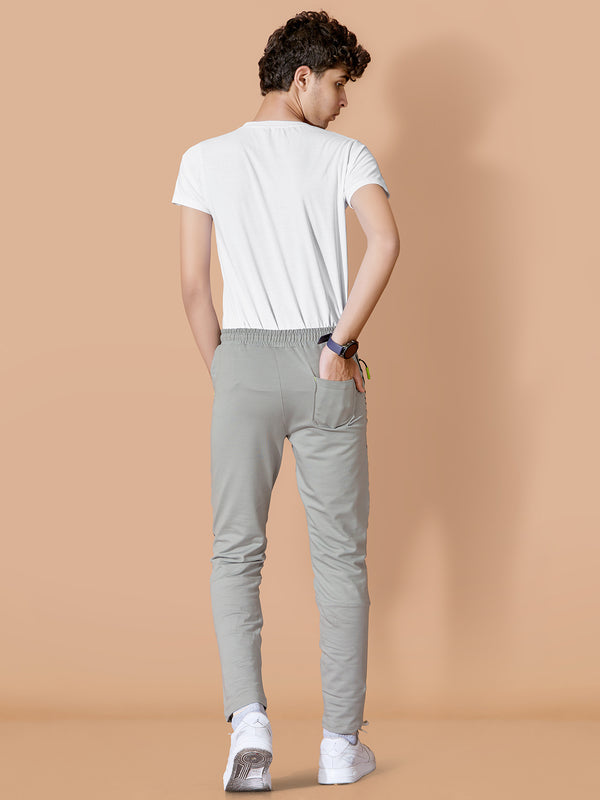 LIGHT GREY LYCRA PANT WITH 2 SIDE INVISIBLE ZIPPER