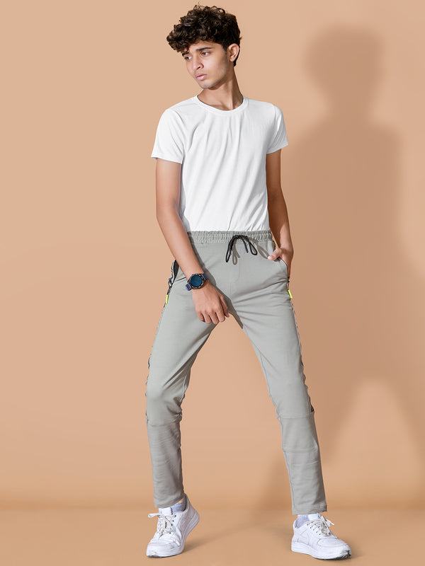 LIGHT GREY LYCRA PANT WITH 2 SIDE INVISIBLE ZIPPER