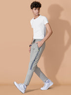 LIGHT GREY LYCRA PANT WITH 2 SIDE INVISIBLE ZIPPER