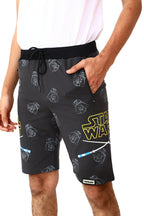 DARK GREY LYCRA PRINT SHORTS WITH 2 SIDE ZIPPERS