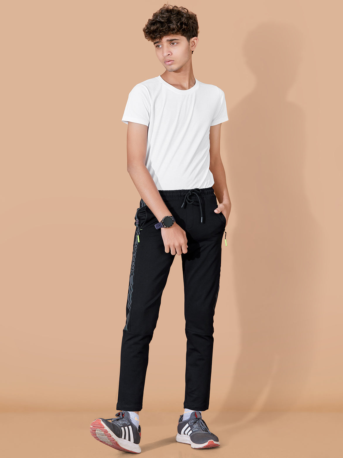 BLACK LYCRA PANT WITH 2 SIDE INVISIBLE ZIPPER