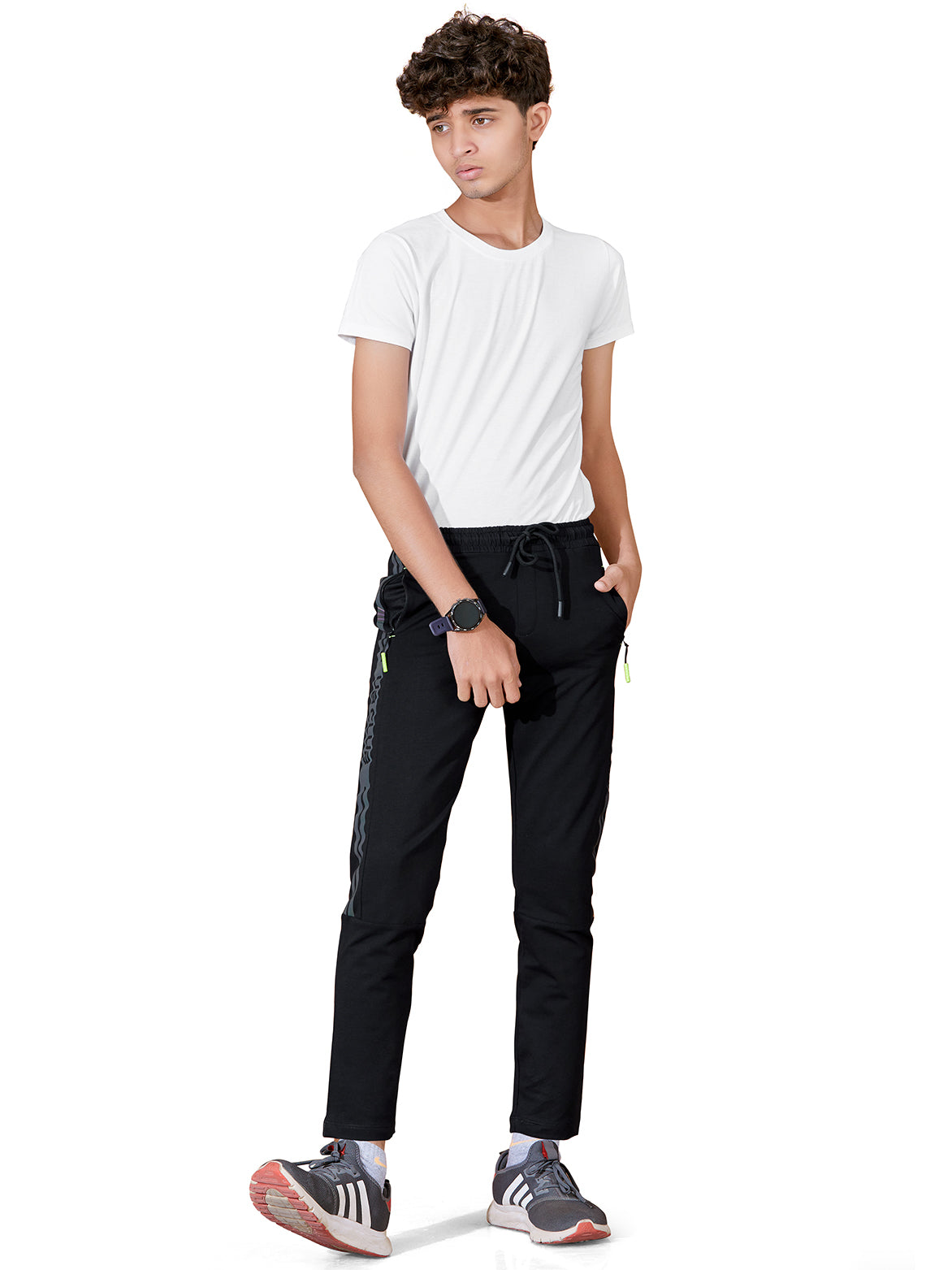 BLACK LYCRA PANT WITH 2 SIDE INVISIBLE ZIPPER