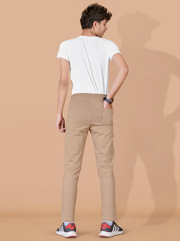 KHAKHI LYCRA PANT WITH 2 SIDE INVISIBLE ZIPPER