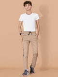 KHAKHI LYCRA PANT WITH 2 SIDE INVISIBLE ZIPPER