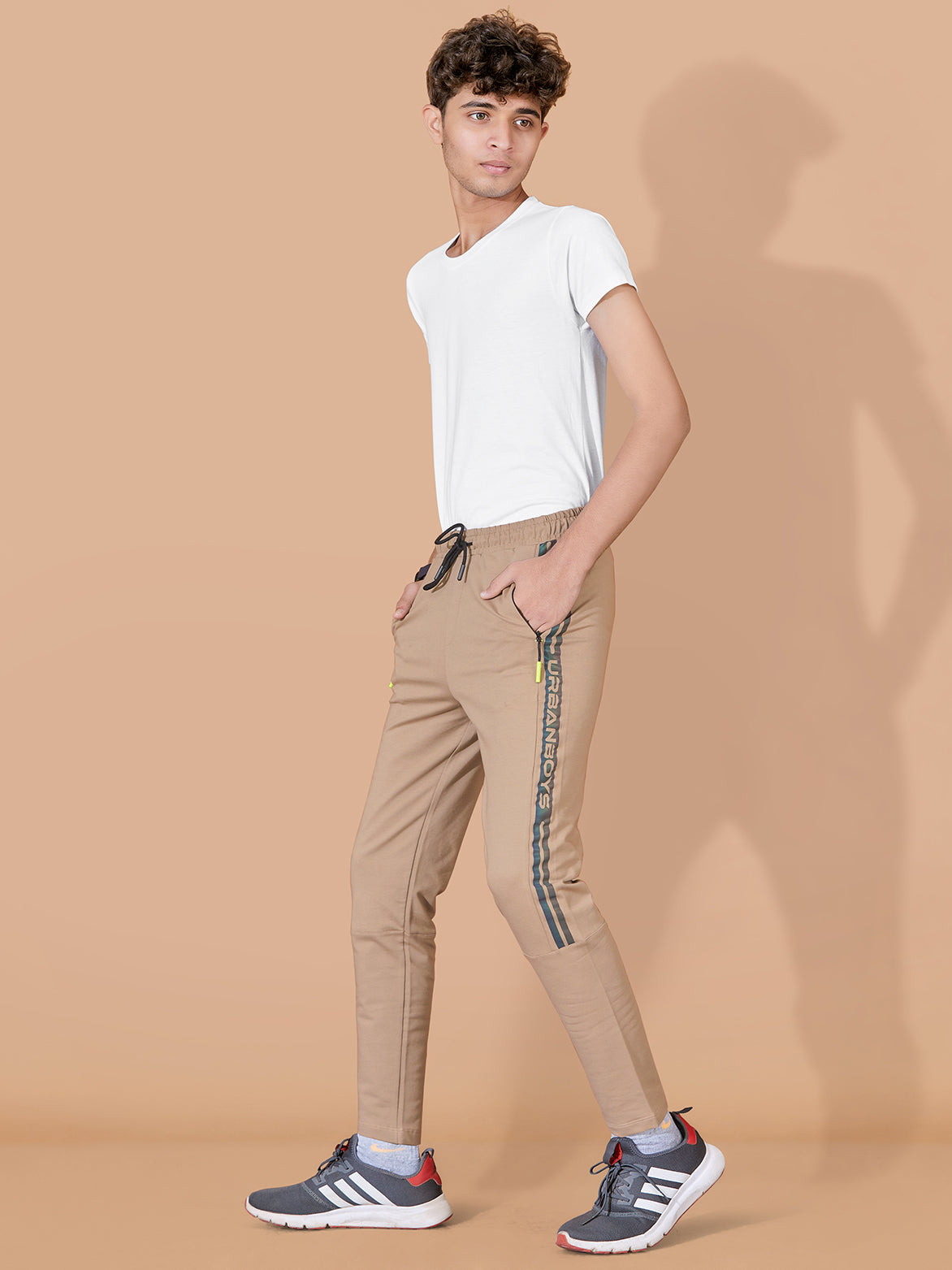 KHAKHI LYCRA PANT WITH 2 SIDE INVISIBLE ZIPPER