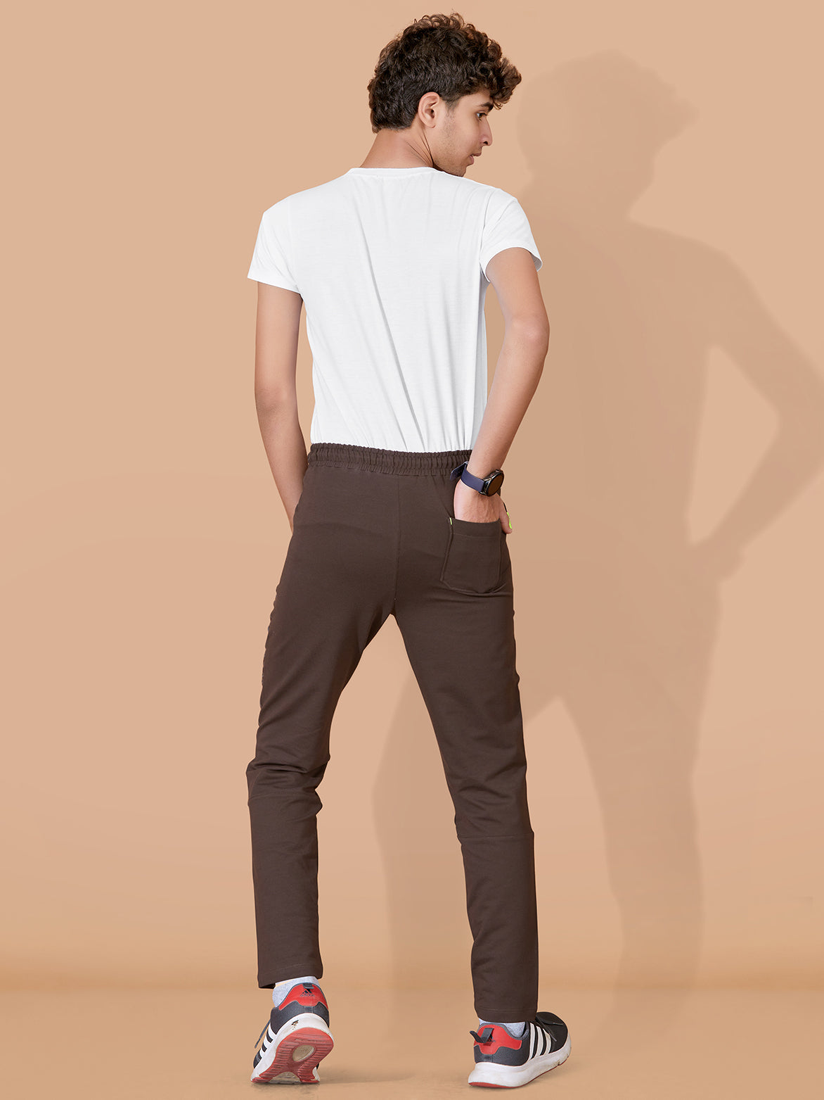 BROWN LYCRA PANT WITH 2 SIDE INVISIBLE ZIPPER