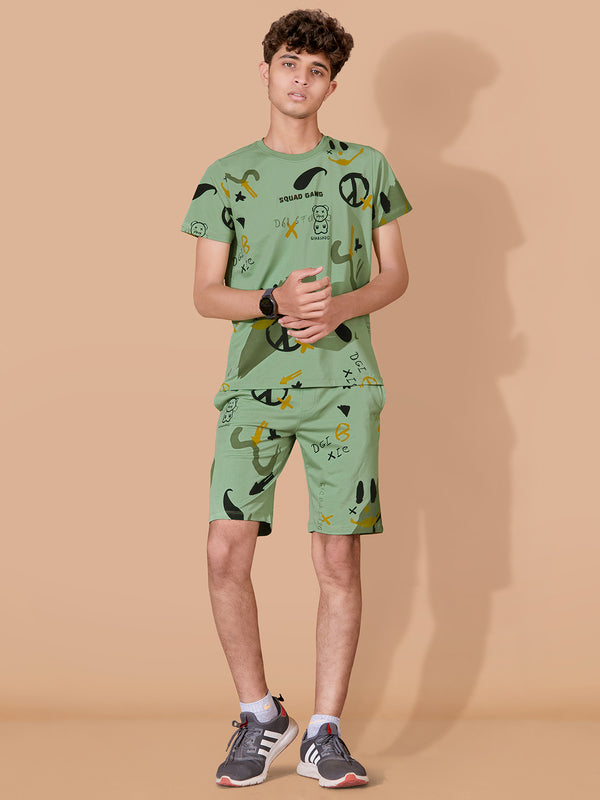 DARK GREEN URBANBOYS CLUB SIGNATURE SHORTS CO-ORD SET