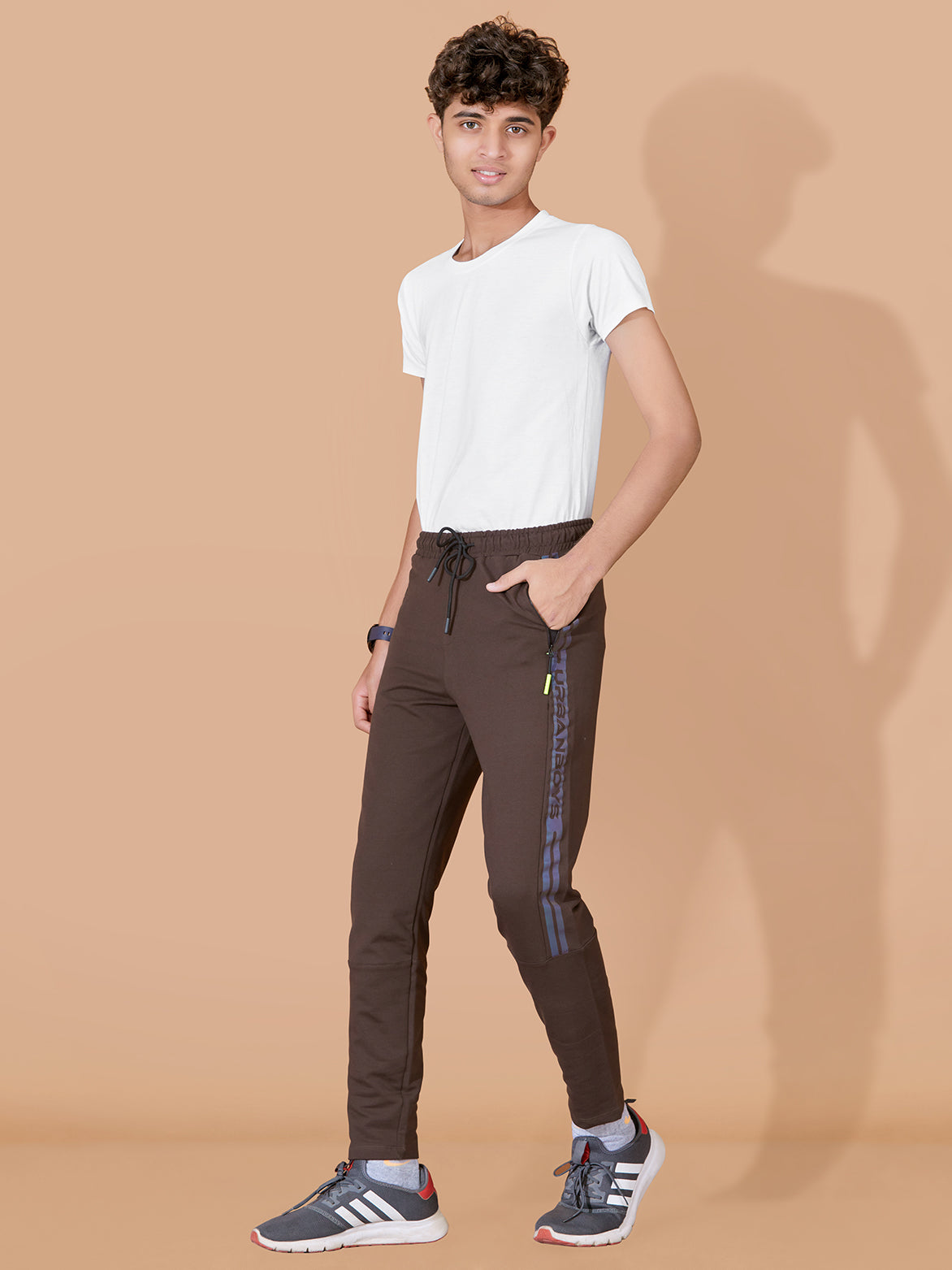 BROWN LYCRA PANT WITH 2 SIDE INVISIBLE ZIPPER