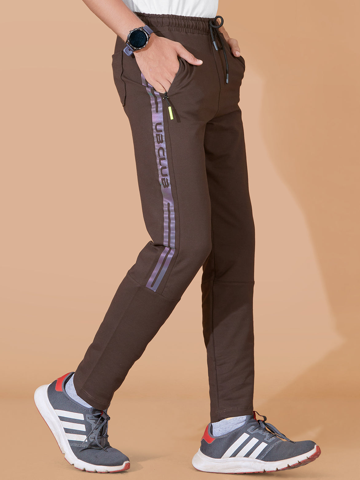 BROWN LYCRA PANT WITH 2 SIDE INVISIBLE ZIPPER