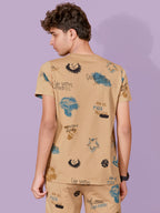 BEIGE URBANBOYS CLUB SIGNATURE SHORTS CO-ORD SET