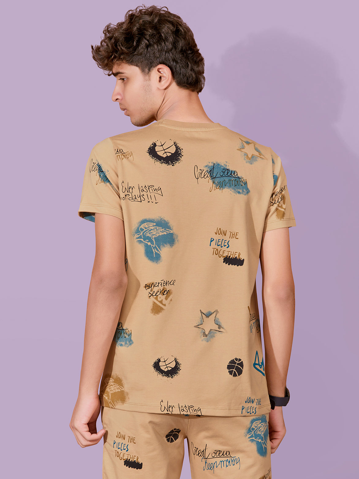 BEIGE URBANBOYS CLUB SIGNATURE SHORTS CO-ORD SET