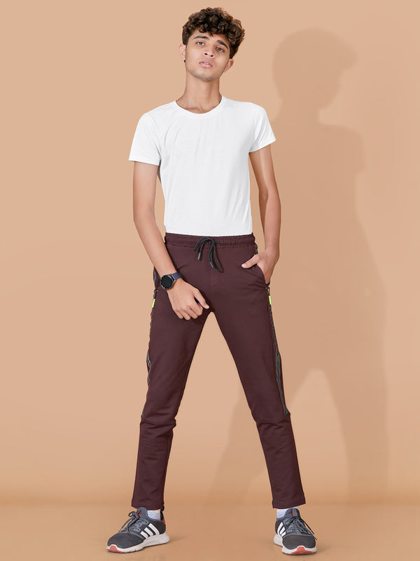 WINE LYCRA PANT WITH 2 SIDE INVISIBLE ZIPPER