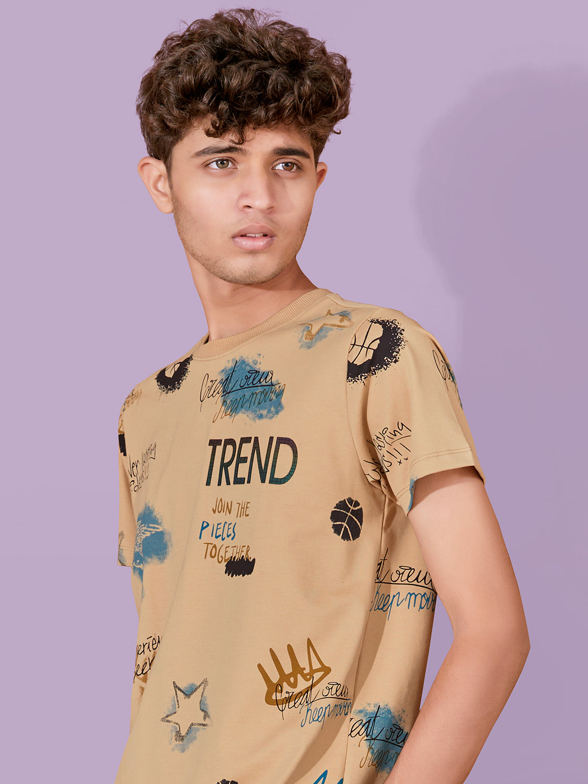 BEIGE URBANBOYS CLUB SIGNATURE SHORTS CO-ORD SET