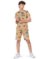 BEIGE URBANBOYS CLUB SIGNATURE SHORTS CO-ORD SET