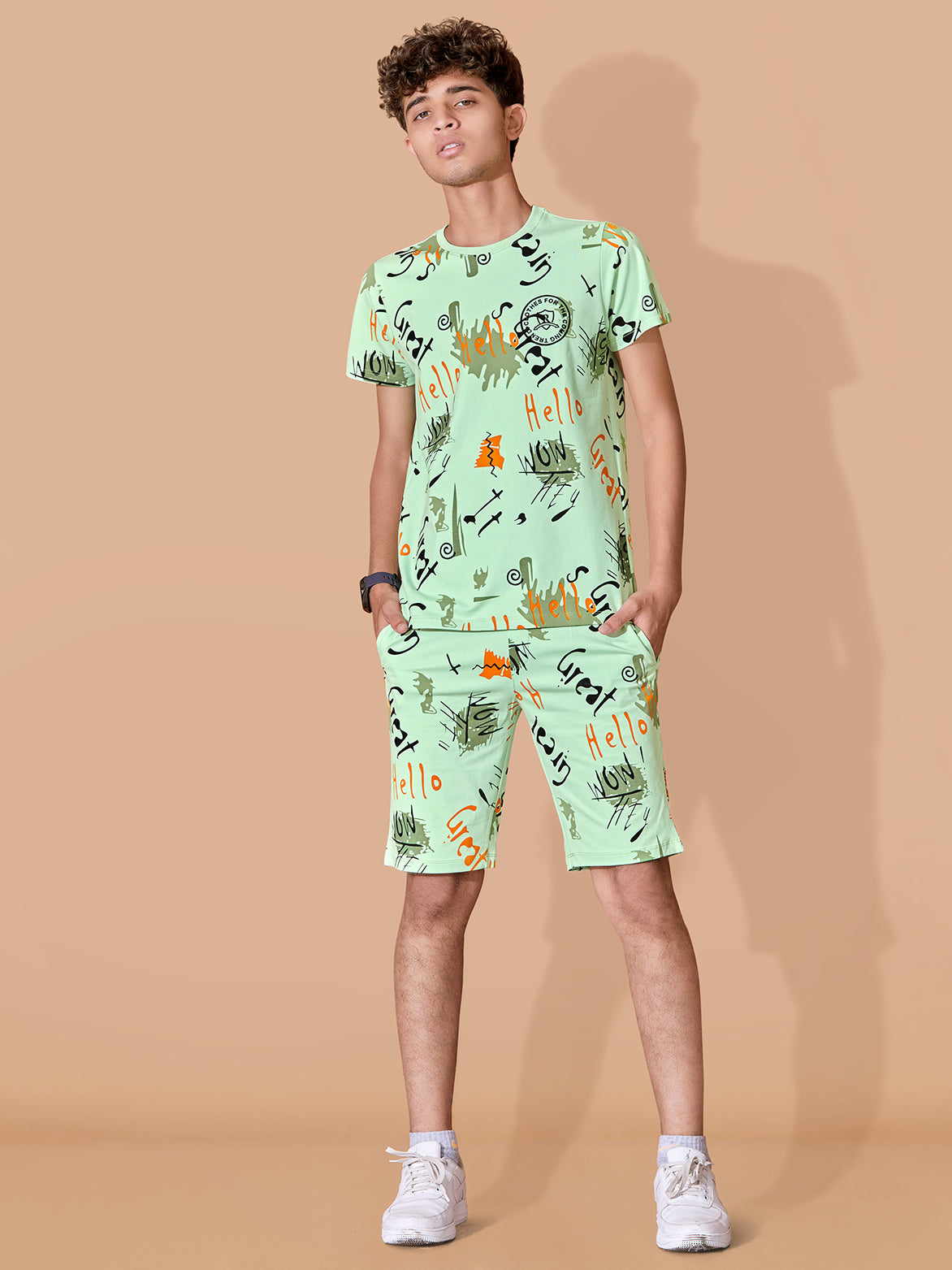 LIGHT GREEN URBANBOYS CLUB SIGNATURE SHORTS CO-ORD SET