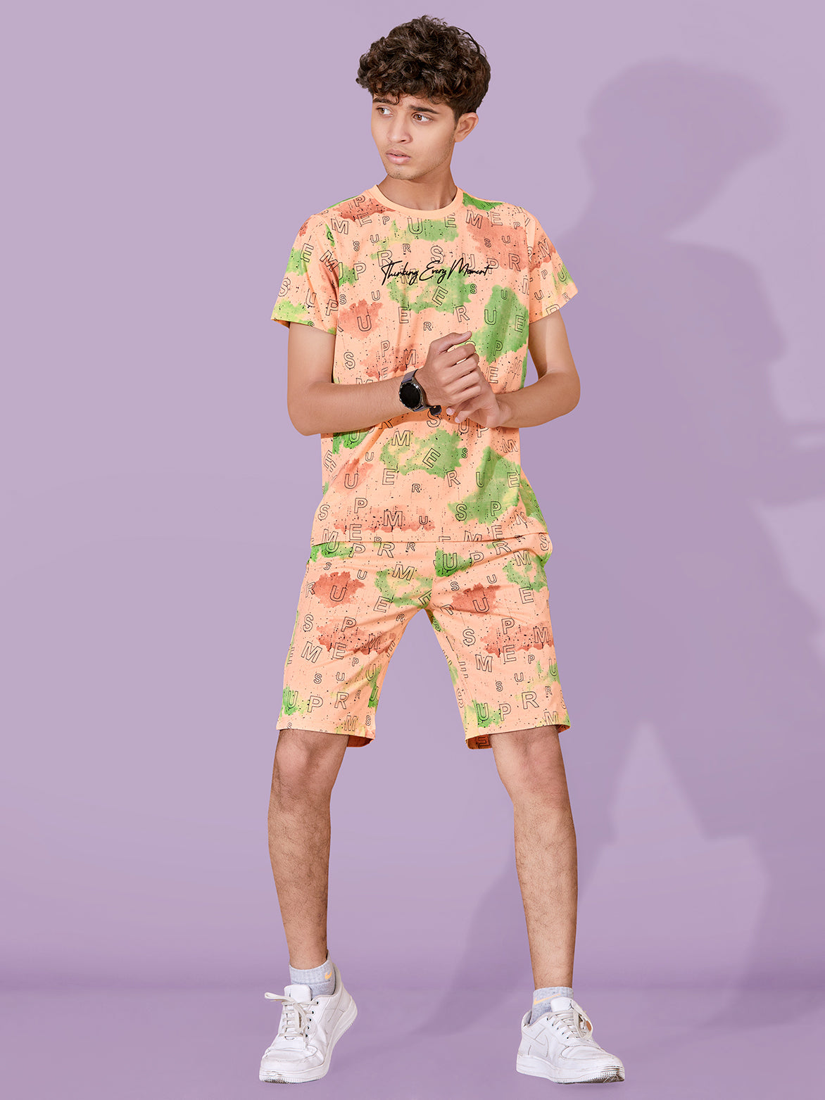 PEACH URBANBOYS CLUB SIGNATURE SHORTS CO-ORD SET