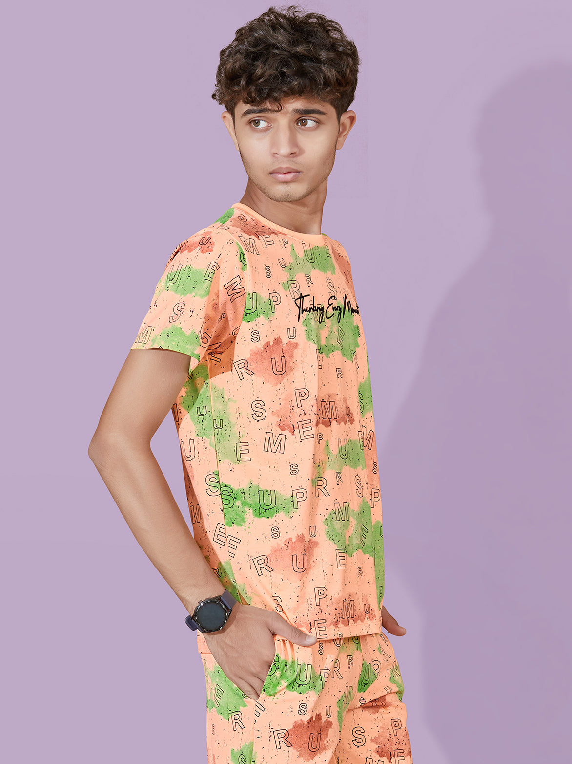 PEACH URBANBOYS CLUB SIGNATURE SHORTS CO-ORD SET
