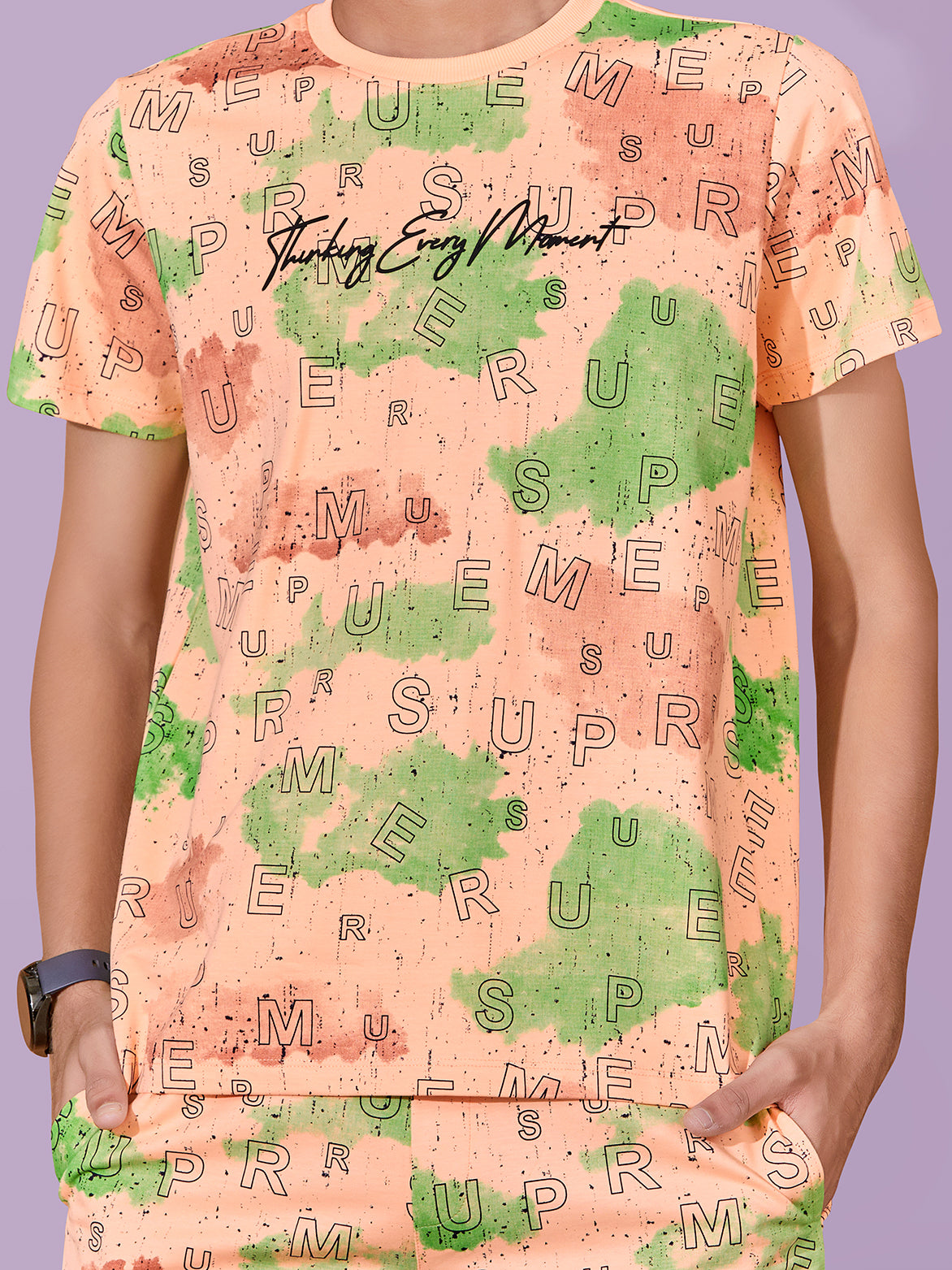 PEACH URBANBOYS CLUB SIGNATURE SHORTS CO-ORD SET