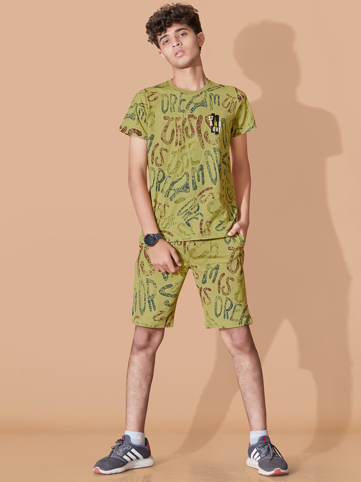 KHAKI URBANBOYS CLUB SIGNATURE SHORTS CO-ORD SET