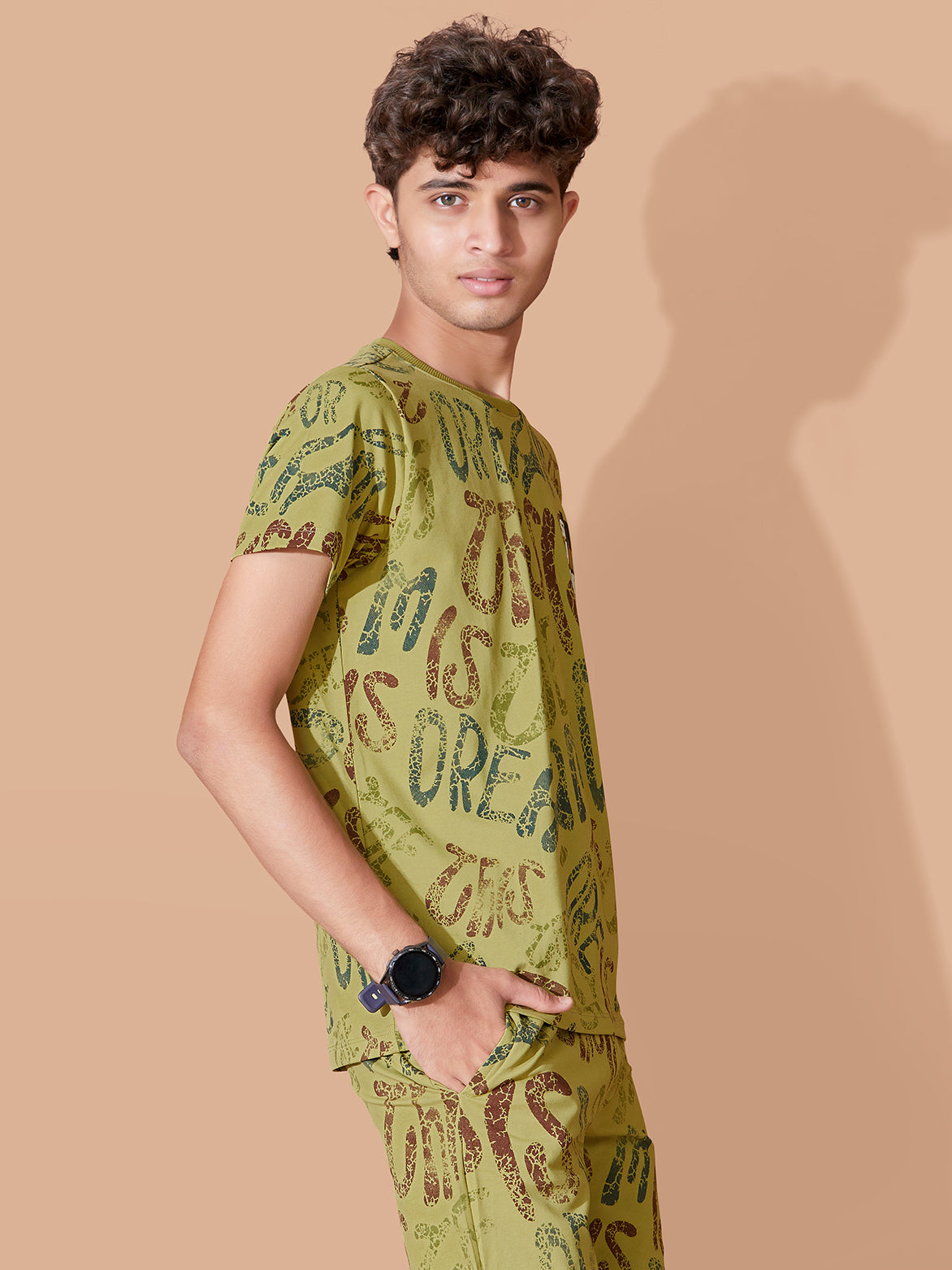 KHAKI URBANBOYS CLUB SIGNATURE SHORTS CO-ORD SET