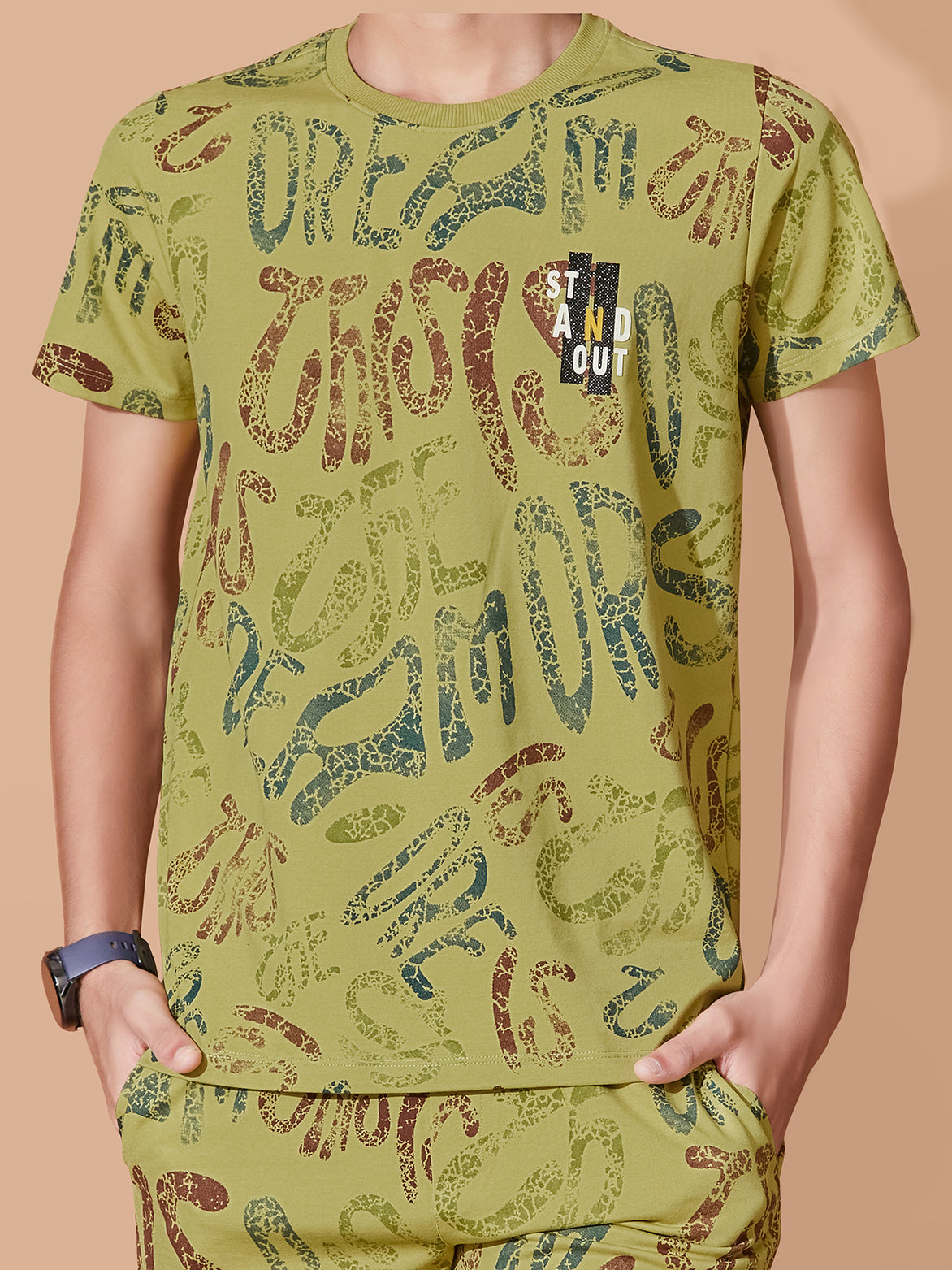 KHAKI URBANBOYS CLUB SIGNATURE SHORTS CO-ORD SET