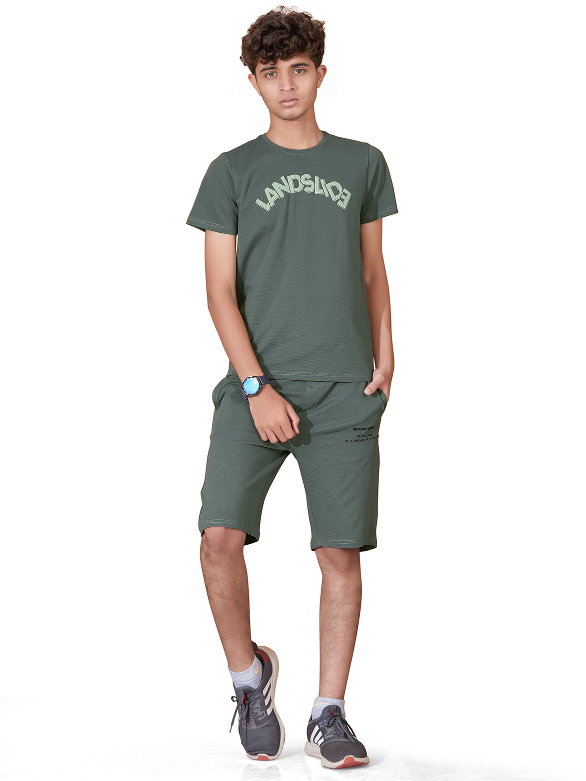 OLIVE NEXTGEN BOYS CO-ORD SET - PREMIUM FABRIC SHORTS