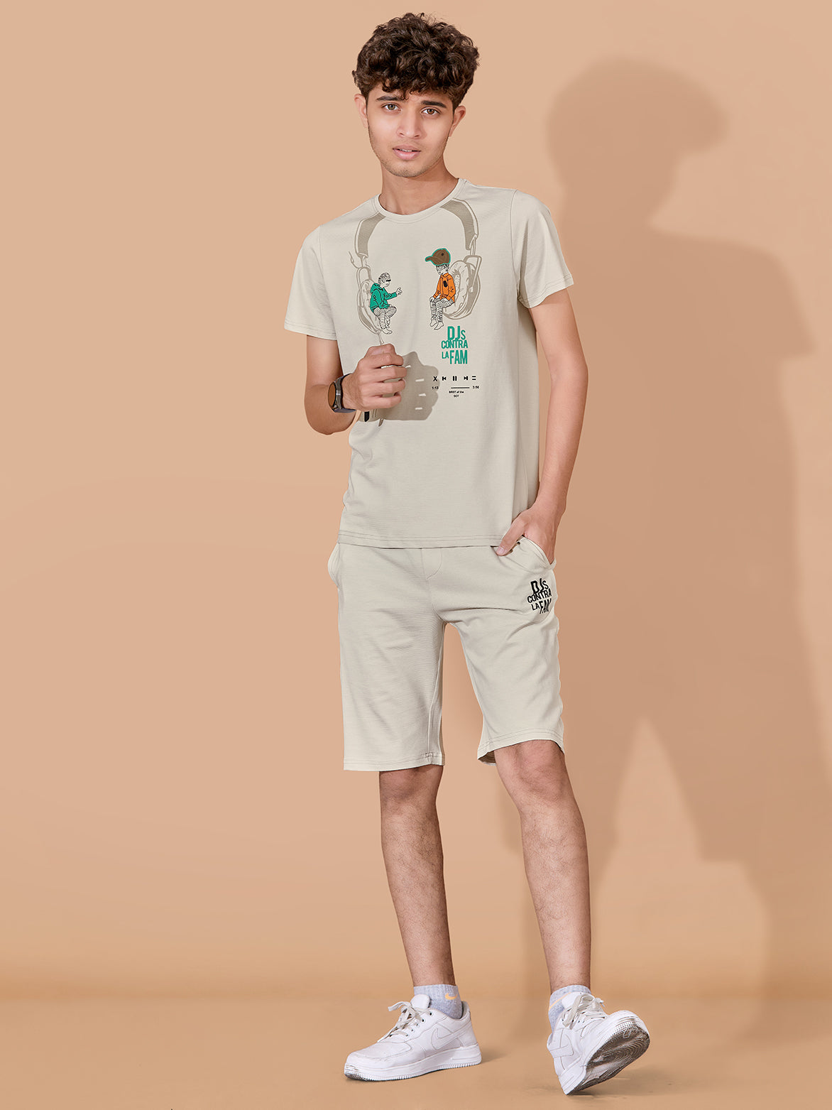 BEIGE NEXTGEN BOYS CO-ORD SET - PREMIUM FABRIC SHORTS