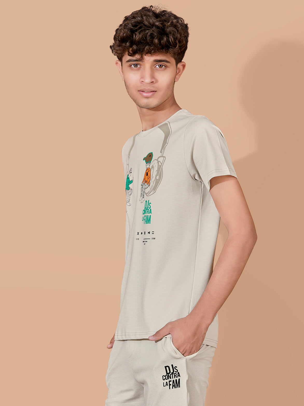 BEIGE NEXTGEN BOYS CO-ORD SET - PREMIUM FABRIC SHORTS