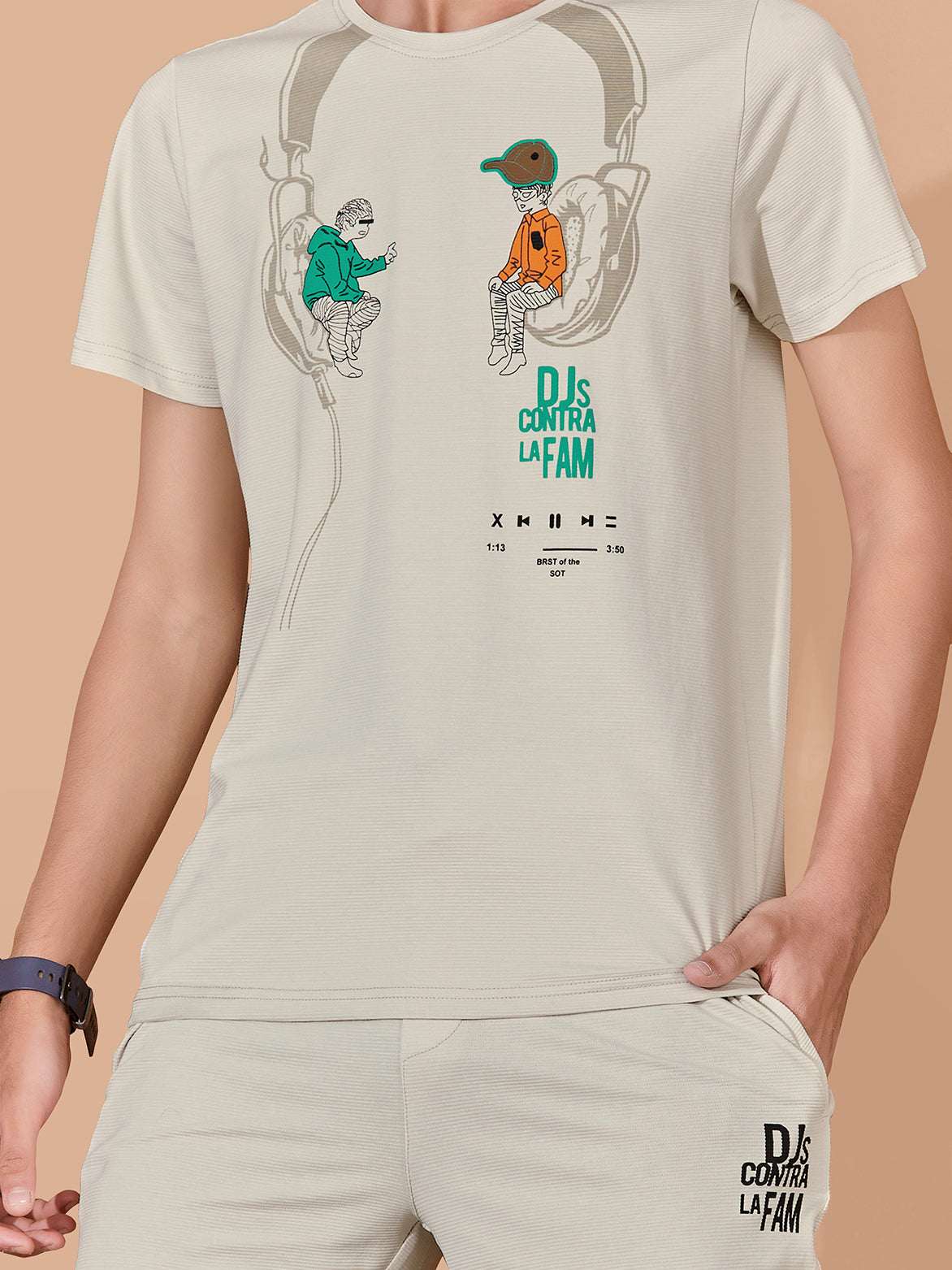 BEIGE NEXTGEN BOYS CO-ORD SET - PREMIUM FABRIC SHORTS