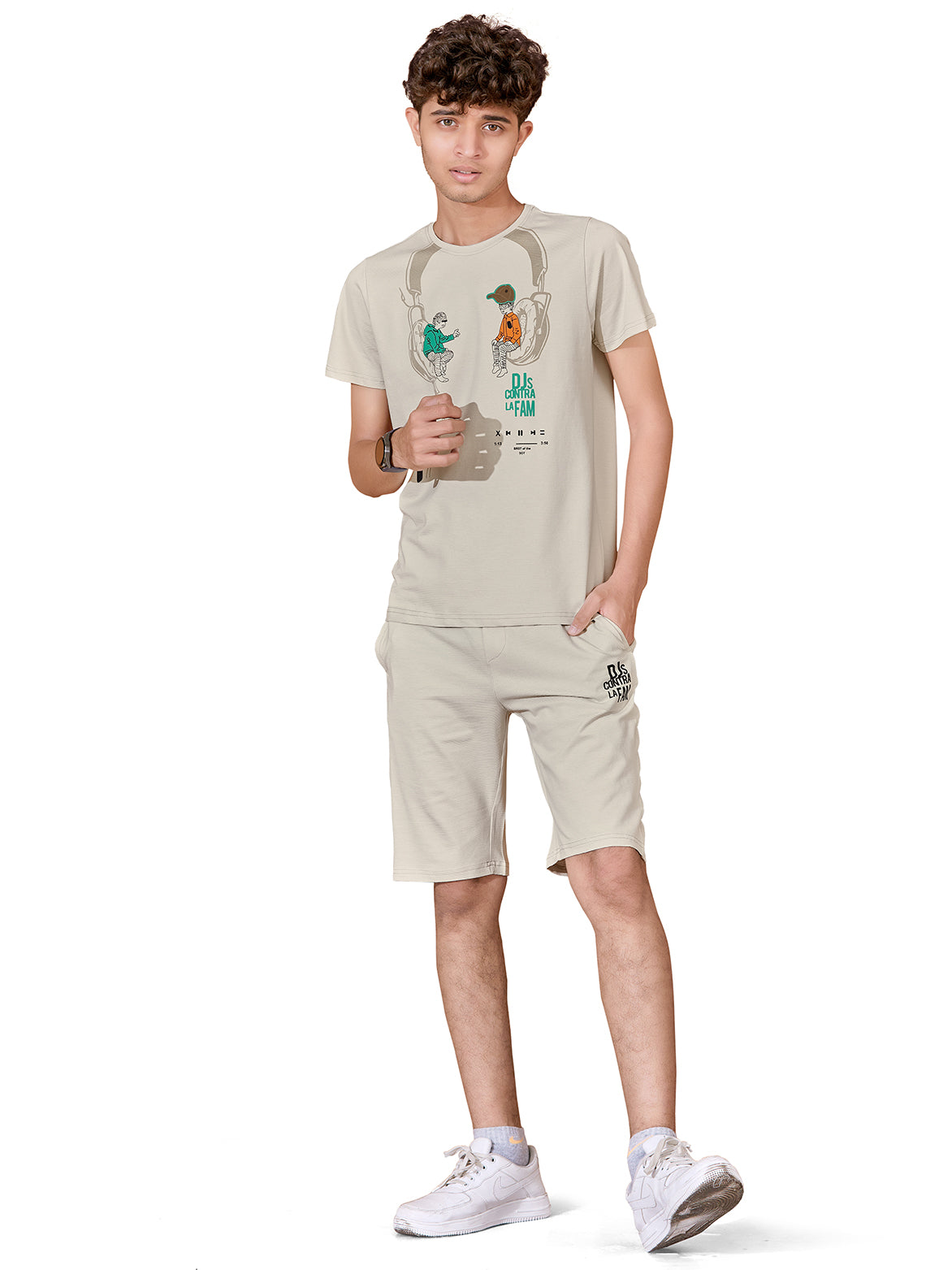 BEIGE NEXTGEN BOYS CO-ORD SET - PREMIUM FABRIC SHORTS