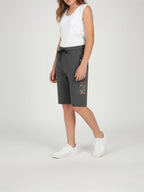 DARK GREY LYCRA PLAIN SHORTS WITH 2 SIDE ZIPPERS
