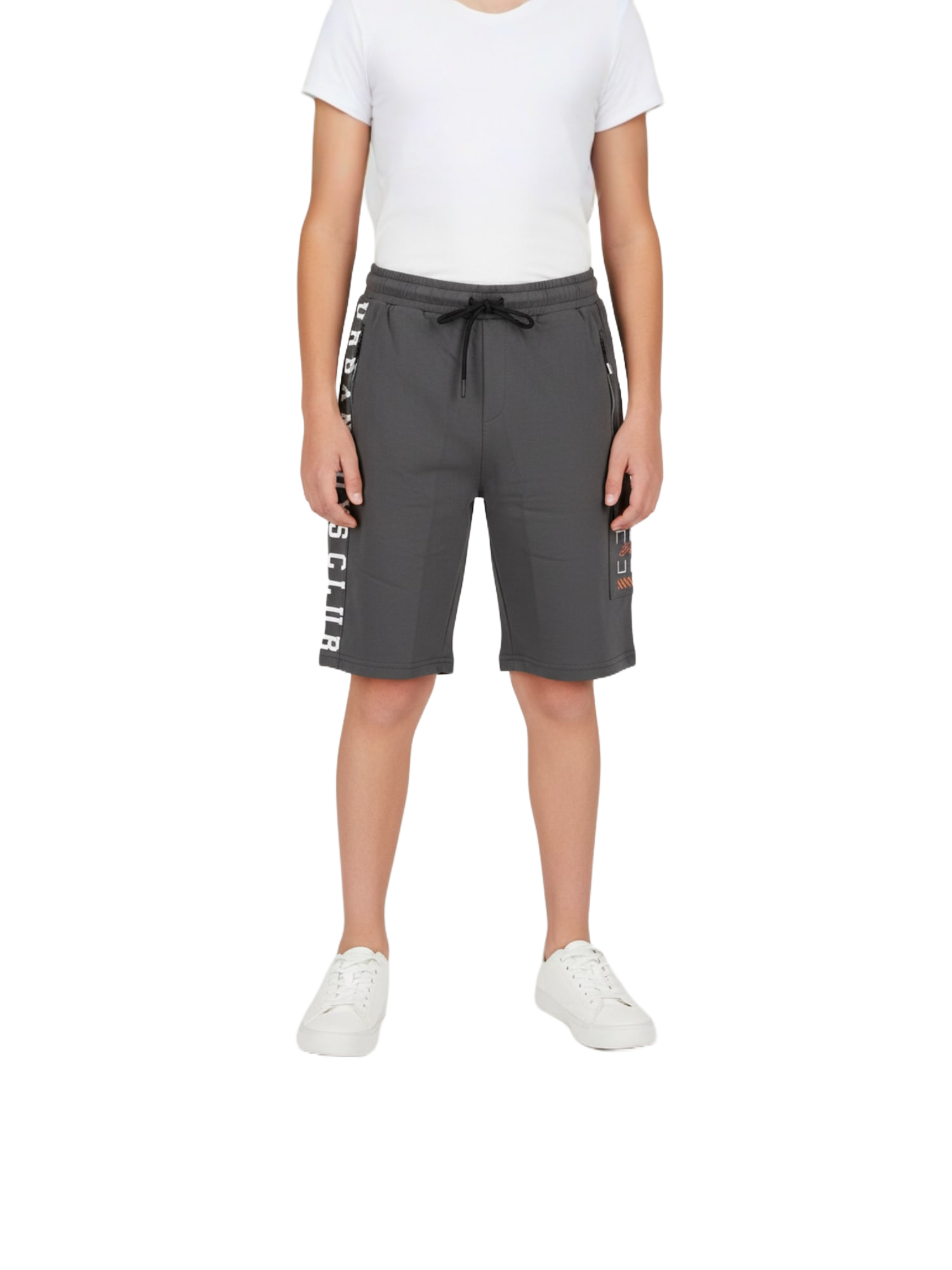DARK GREY LYCRA PLAIN SHORTS WITH 2 SIDE ZIPPERS