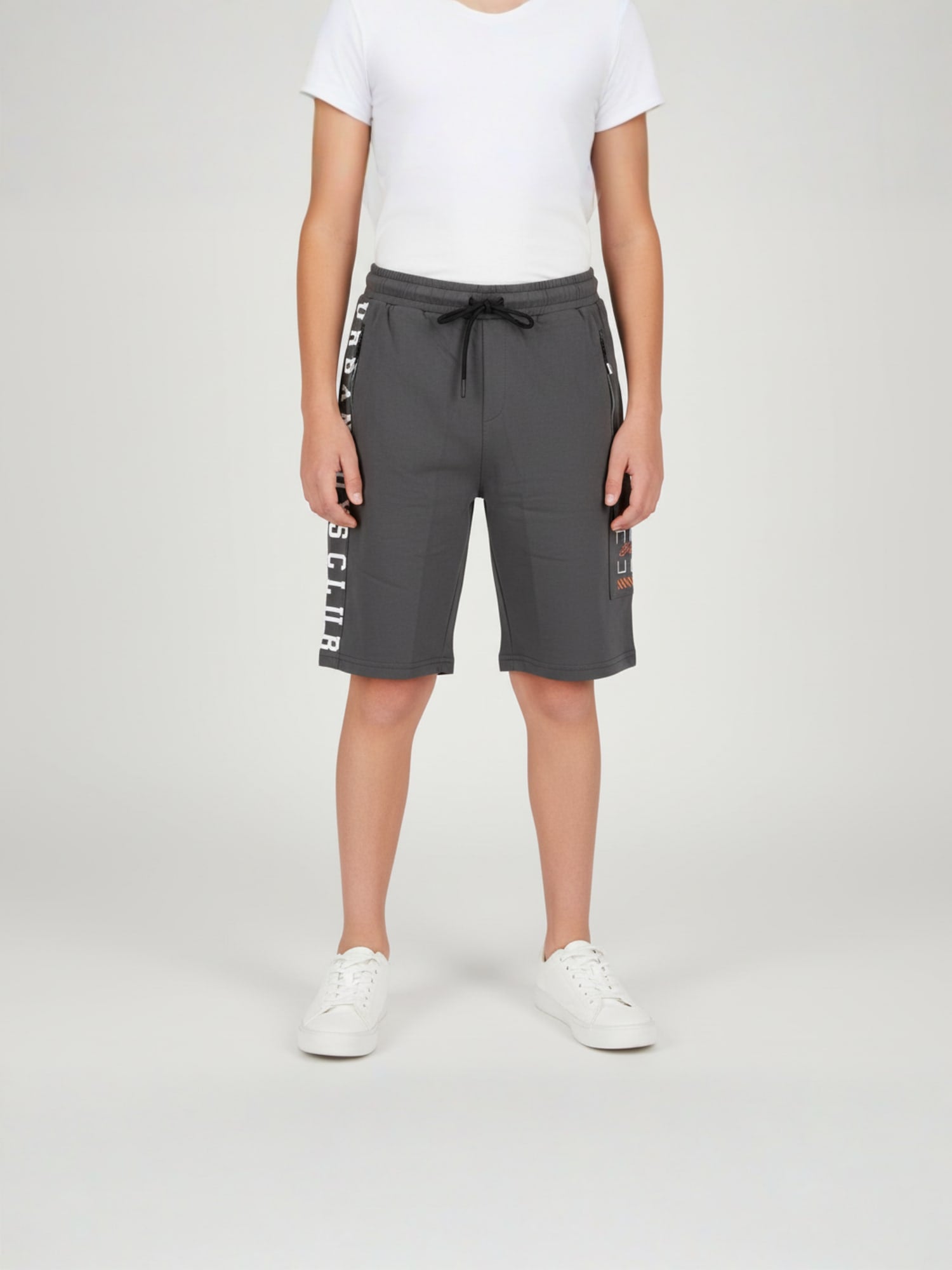 DARK GREY LYCRA PLAIN SHORTS WITH 2 SIDE ZIPPERS